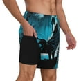thumbnail image 2 of Yiaed Blue Full Moon Wolf Print Mens Swim Trunks Bathing Suit Compression Liner Beach Swim Shorts Swimwear Quick Dry Zipper Pocket No-Chafing Board Short-Large, 2 of 6