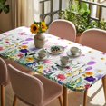 thumbnail image 3 of Spring Floral Table Cloths for 5 Foot Rectangle Tables, Butterflies Botanical Farmhouse Patio Waterproof Elastic Fitted Tablecloths, Washable Rectangular Table Cover for Camping, 3 of 8