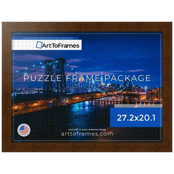 ArtToFrames 27.2x20.1 Inch - 69x51 CM Brown Puzzle Frame for 631 piece Puzzles.1.75 Inch Custom Wood Puzzle Frames, Brown - Comes with Economy Acrylic