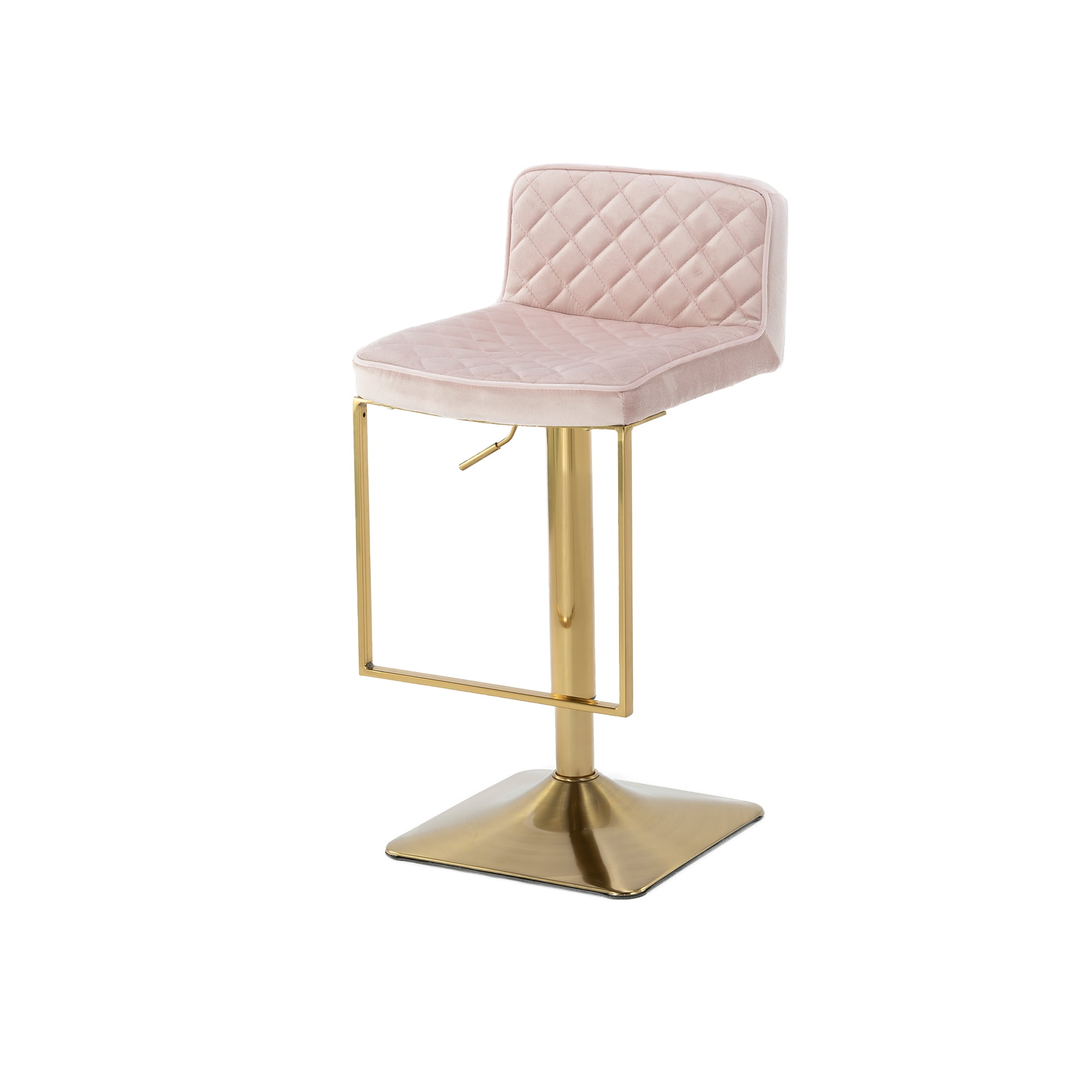 HOMEFUN 40 in. H Light Pink Velvet Swivel Bar Stool Chairs with Back