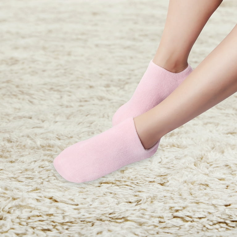 Moisturizing Socks,Gel Socks Soft Moisturizing Gel Socks,Gel Spa Socks For  Repairing and Softening Dry Cracked Feet Skins,Gel Lining Infused with  Essential Oils and Vitamins,2 Pair (Pink & Blue) 