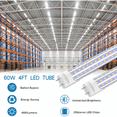 thumbnail image 3 of JESLED 4ft T8 LED Tube Light Bulbs,D Shape 60W 6000K, Dual-end Powered, Ballast Bypass, 25-Pack, 3 of 6