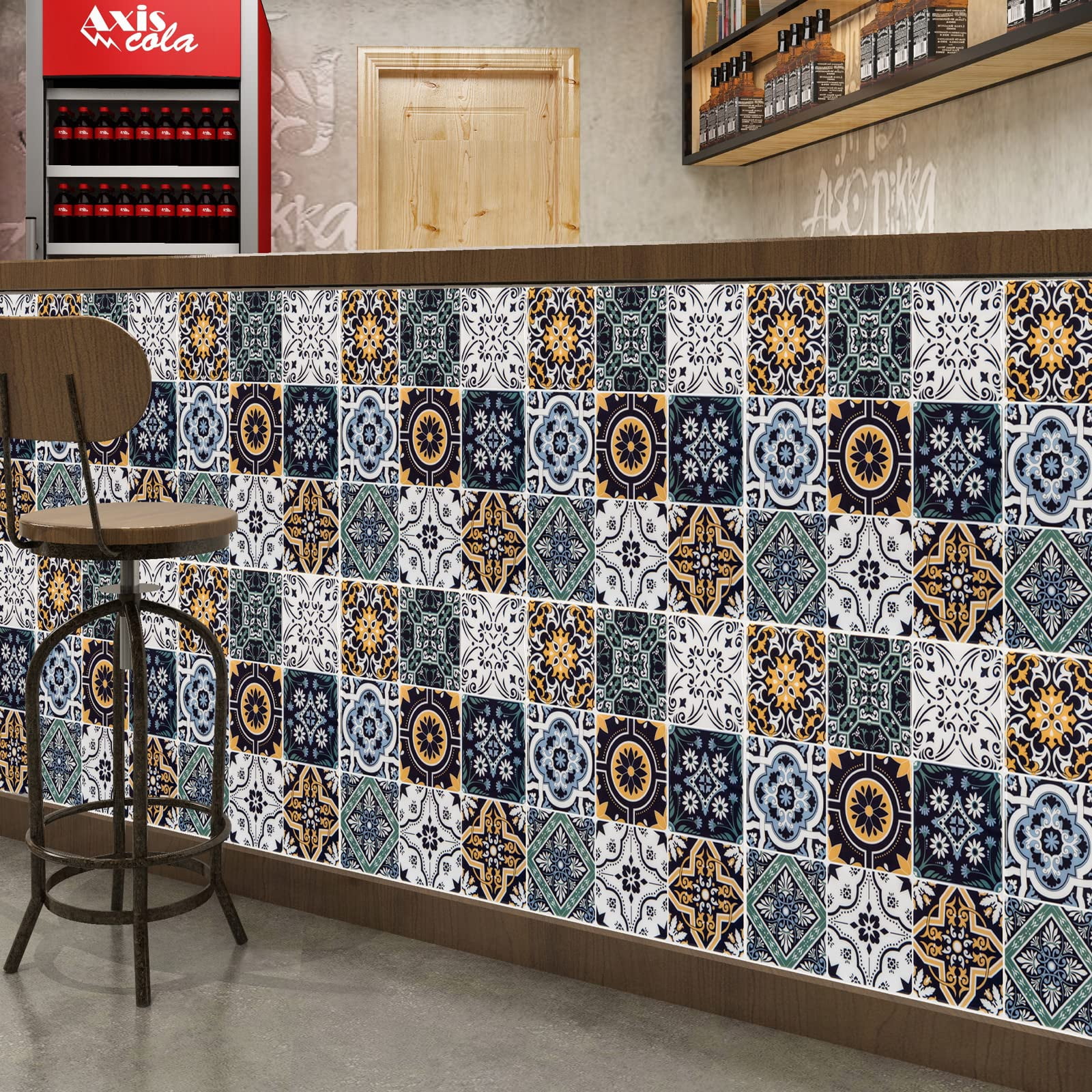 Peel And Stick Backsplash Tile Stickers  Blue Moroccan Style For Kitchen On Wall Tiles (10 Sheets)