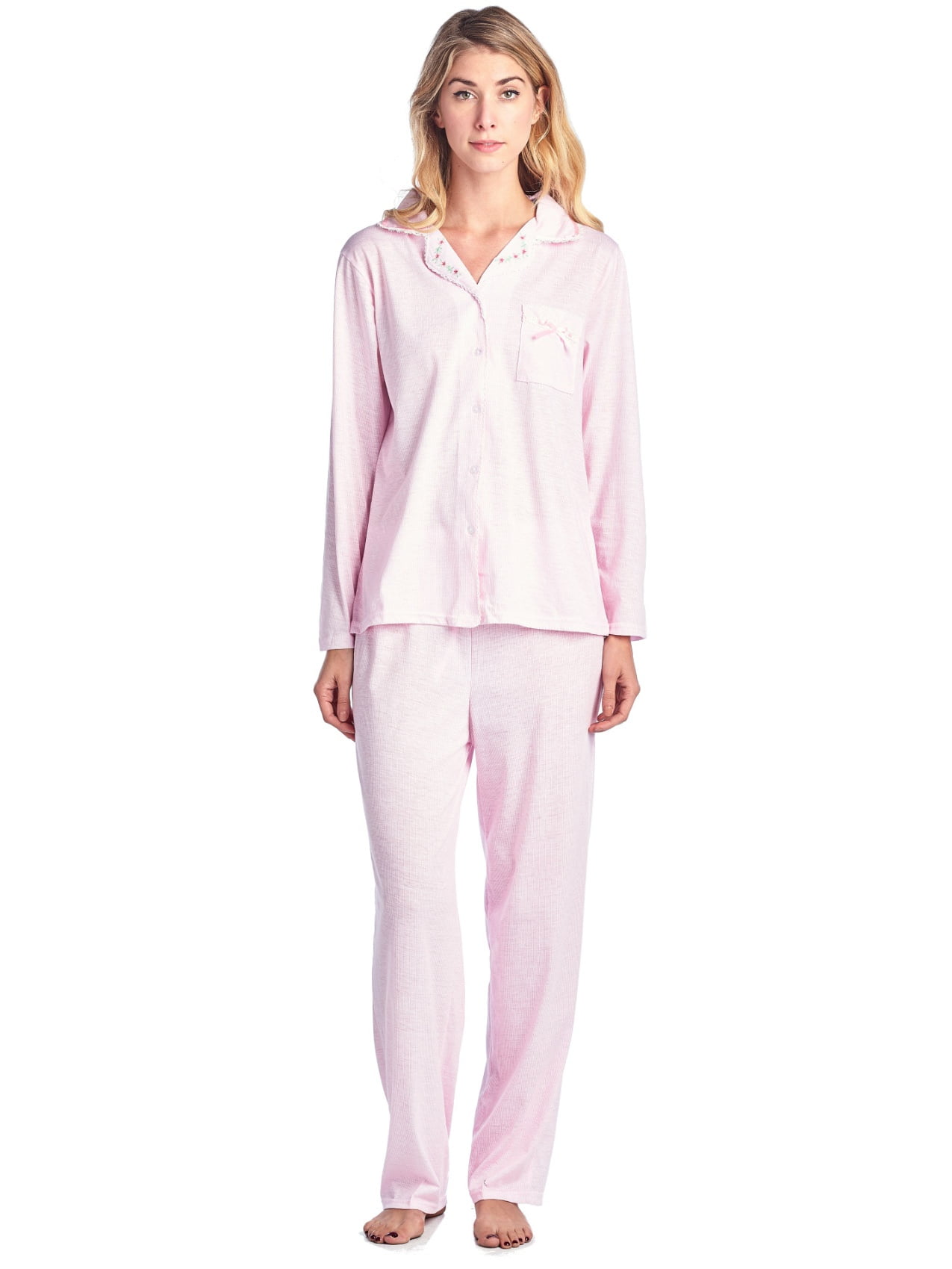 Casual Nights Casual Nights Women's Sleepwear Long Sleeve Pinstripe