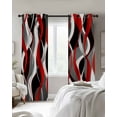 thumbnail image 3 of Red Stripe Blackout Curtains 39 Inches Long for Bedroom, Grey Moire Ombre Geometric Modern Abstract Thermal Insulated Room Darkening Black Out Window Curtain Panels Grommet Drapes for Living Room, 3 of 8
