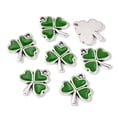 thumbnail image 3 of 50pcs Alloy Enamel Pendants Irish Shamrock Silver Green 20x17x1.5mm Hole: 2mm, 3 of 3