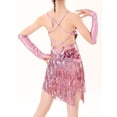 thumbnail image 4 of ranrann Kids Girls Sequins Latin Salsa Tango Ballet Tassel Dress Themed Party Performance Competition Pink 10-12, 4 of 5