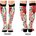 thumbnail image 2 of FREEAMG High Elasticity Compression Socks, High Knee Socks Adult Universal Leisure Relieve Fatigue,Christmas Poinsettia Flowers Travel Daily with Running (2 Pair), 2 of 7