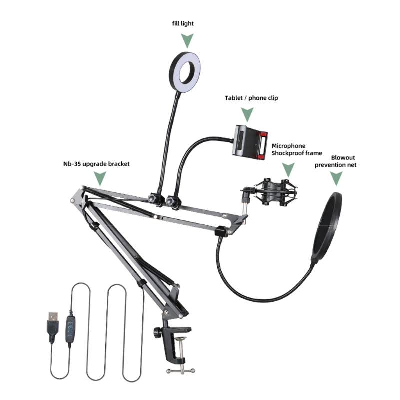 Professional Microphone Stand, Mic Arm Desk Adjustable Suspension Boom Scissor Studio Shock Mount Mic Stands Sets
