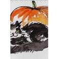 thumbnail image 2 of Coolnut Black Cat with Orange Pumpkin Thermal Insulated Blackout Grommet Printed Window Curtain - 84x55 in - 100% Polyester 2 Panels, 2 of 5