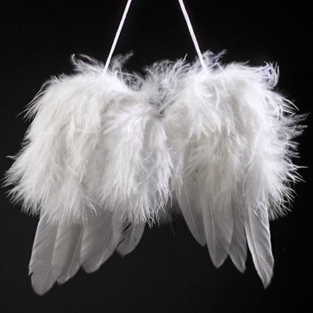 Gwong Electrónica Mini ángel blanco pluma ala decoración de boda árbol de navidad ornamento colgante