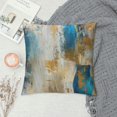 thumbnail image 2 of Nawypu  Abstract Throw Pillow Soft Cushion Cover 'Golden Brush Strokes Paint Brush Strokes' Transitional Pattern Decorative Square Accent Pillow Case,  Blue, Gold, 2 of 5