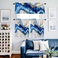 thumbnail image 2 of Blue Marble Kitchen Curtains Sets for Windows 36 Inch Length, Contemporary Golden Abstract Texture Art Rod Pocket Window Treatments Tier Curtains and Valances Set for Bedroom/Bathroom, 2 of 8