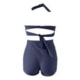 thumbnail image 3 of MSJUHEG Peplum Swimsuits for Women,Halter Swimsuits for Women,Floral Swimsuits for Women,Tie Back Bathing Suit,One Shoulder Swimsuits for Women,Push Up Swimsuit,2 Piece Bikini Set Navy L, 3 of 4