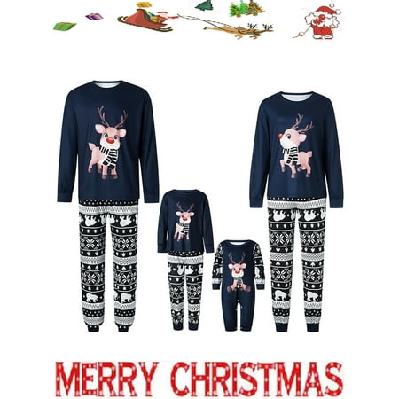 

Christmas Family Matching Outfits Long Sleeve Cute Elk Print Tee Plaid Pants Two Piece Set Mommy Daddy Kids Toddler Baby Clothes