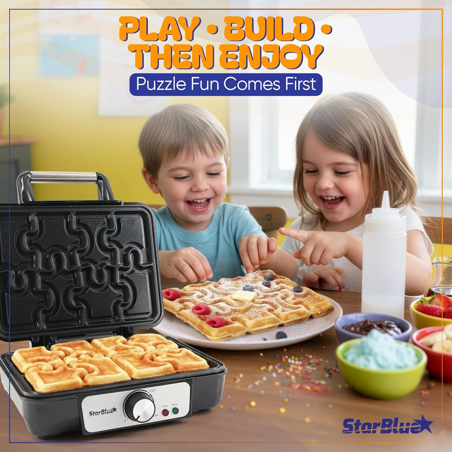 Puzzle Waffle Maker by StarBlue – Fun Playful Puzzle-Shaped Waffles