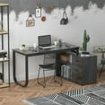 thumbnail image 2 of WIAWG L Shaped Desk with Hutch, Office Computer Desk with Drawers Workstastion, Dark Gray, 2 of 7