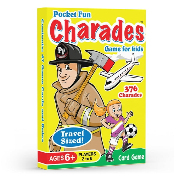Arizona Gameco Pocket Fun Charadas Un juego de fiesta familiar para niños de 6 años en adelante - No se requiere lectura para jugar - Perfecto para familias, vacaciones, viajes, campamentos, aulas, re