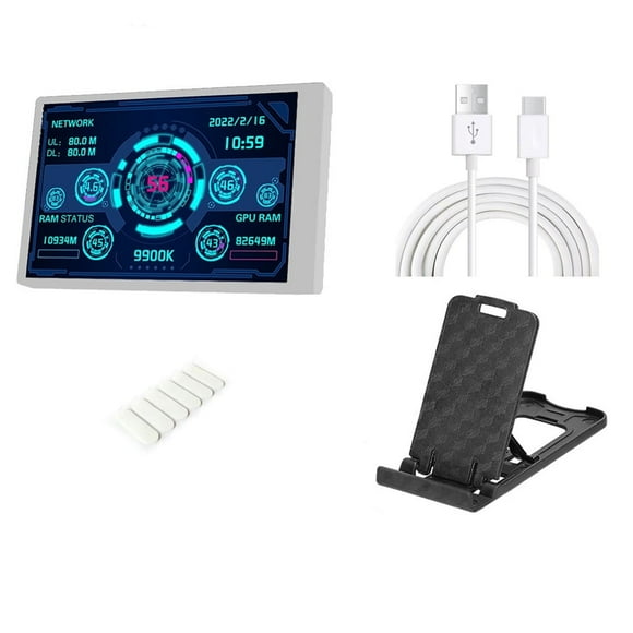 Computer Monitor for Mini ITX Case 3.5 Inch IPS Secondary Screen CPU GPU RAM HDD Monitoring USB Display AIDA64, White