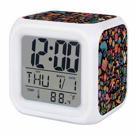 Colorful Cartoon Digital Alarm Clock for Bedrooms,Smart LED Alarm Clock with 7 Color Night photo Colorful Cartoon Digital Alarm Clock for Bedrooms,Smart LED Alarm Clock with 7 Color Night