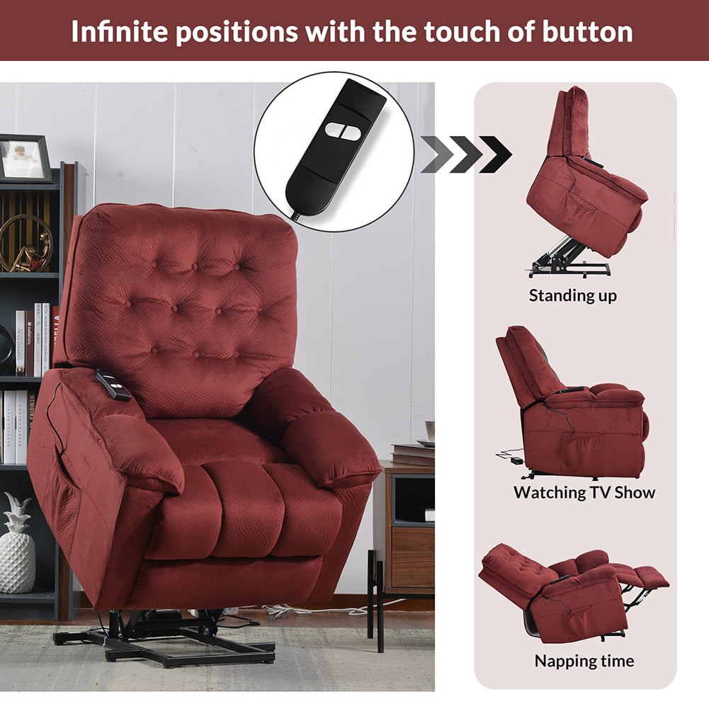 Lowestbest Power Lift Chair, Soft Fabric Upholstery Electric Recliner, Living Room Sofa Chair with Remote Control, Red Lowestbest Power Lift Chair, Soft Fabric Upholstery Electric Recliner, Living Room Sofa Chair with Remote Control, Red