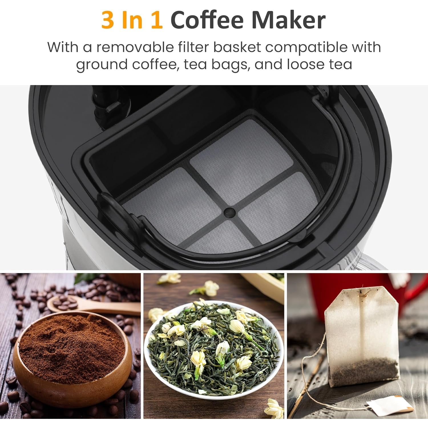 Superjoe Iced Coffee and Tea Maker with Reusable Coffee Filter and Portable 20oz Double Insulated Cups, Single Serve Machine for Home, Strength Control for Flavor, Black