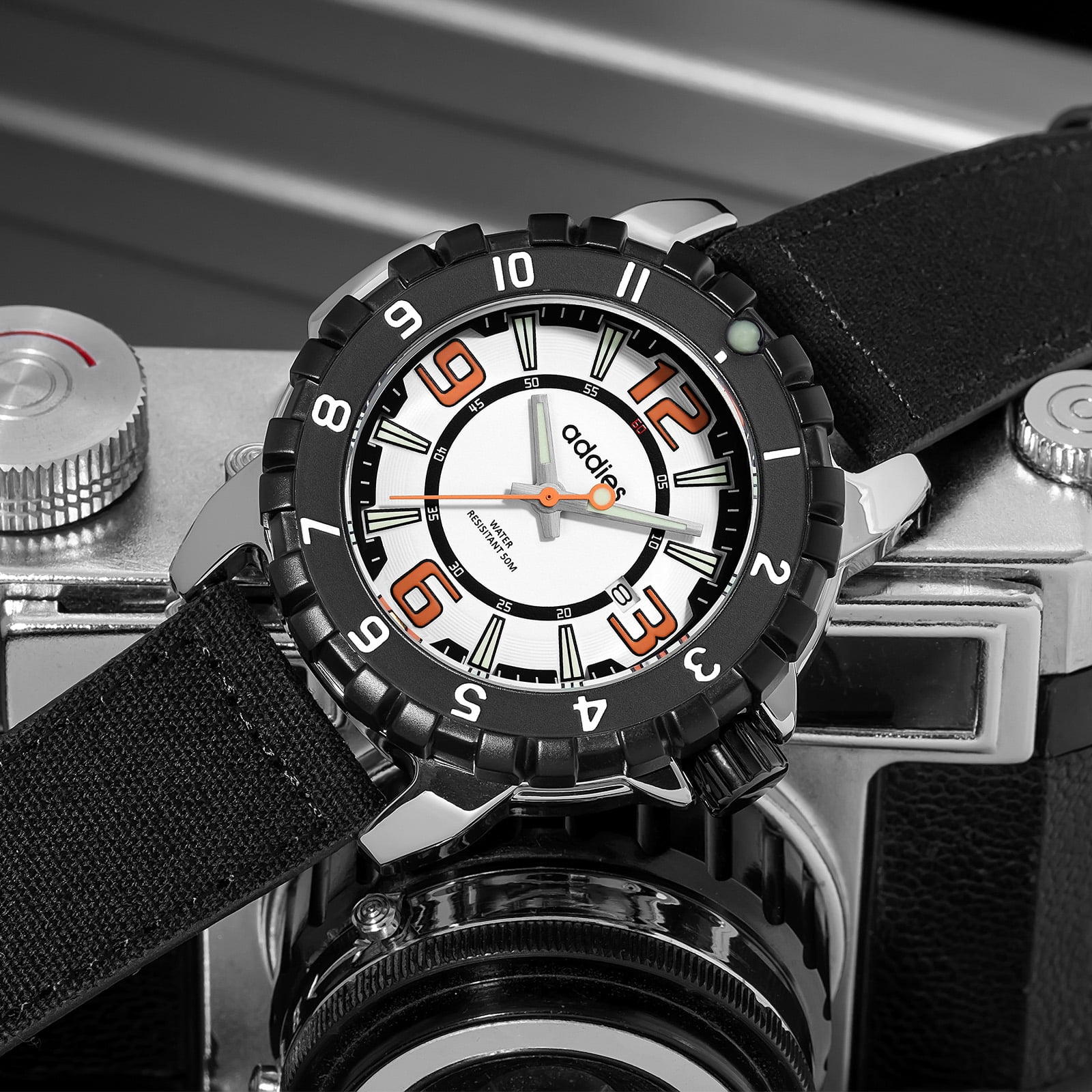ADDIES Men's Watch, Analog Quartz Watch with 50M Water Resistant, Luminous Dive Style Outdoor Sport Watch for Men