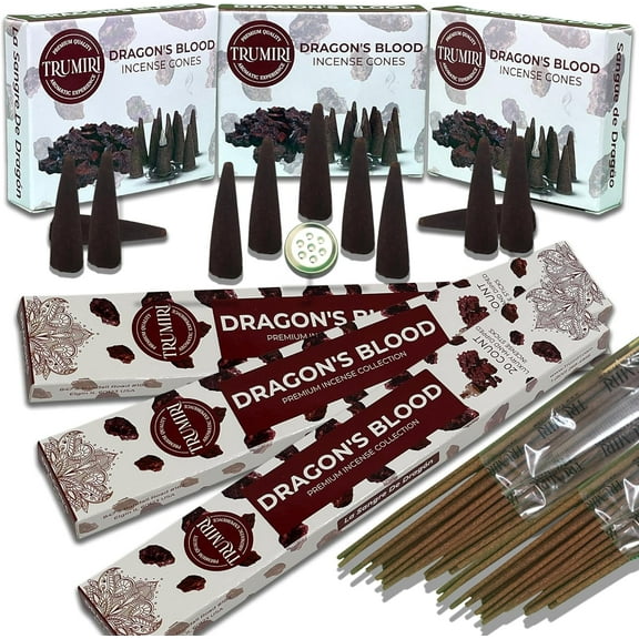 Dragons Blood Incense Sticks & Incense Cones Combo Pack - 60 Insence-Sticks 30 Insence Cones - Inscense - Incense Cones Scented - Insents