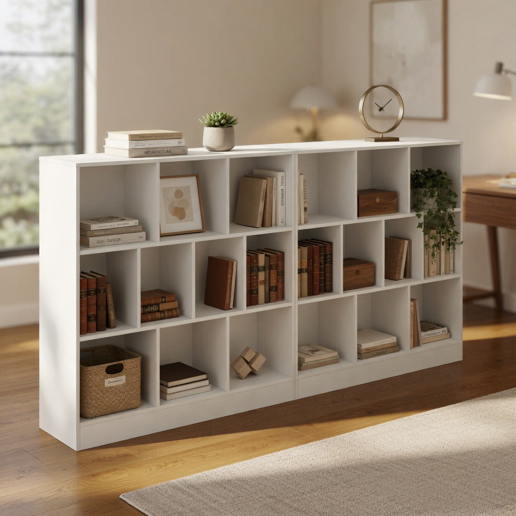 Barara King Kids Storage Unit Bookshelf,Toy Storage Organizer,41 inches Wooden Toy Storage Organizer with 10 Cubes for Kids-White