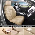 thumbnail image 5 of Front Seat Covers Fit for Hyundai Genesis 2009-2016, Premium Faux Leather Waterproof Breathable Anti‑Slip Seat Protectors, Beige, 5 of 7