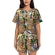 thumbnail image 1 of Fotbe Mallard Ducks Conjunto de Pijama Estampado para Mujer, 2 Piezas, Ropa de Dormir con Camiseta de Manga Corta y Shorts Suaves-Large, 1 of 6