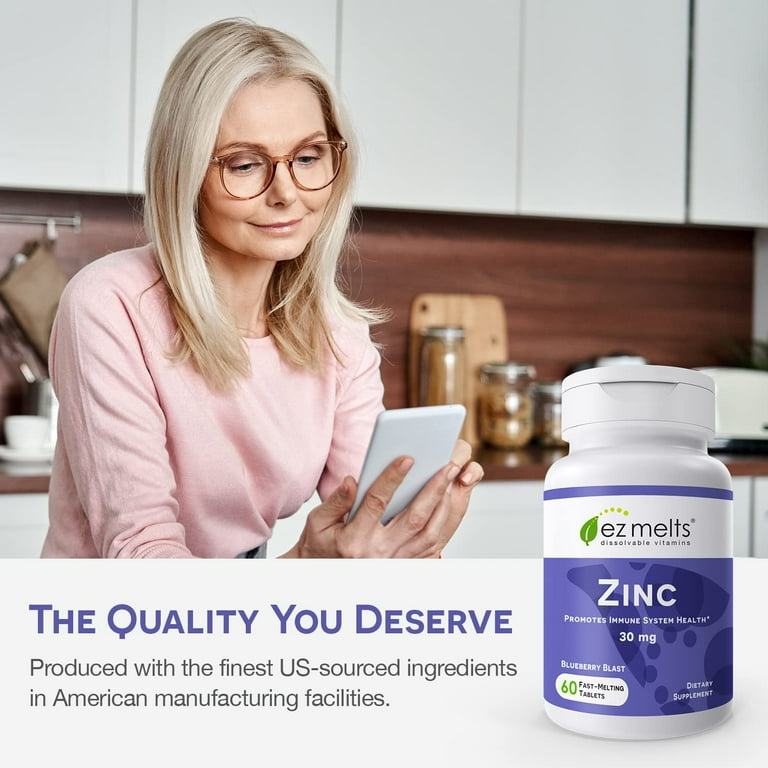 EZ Melts Rapid Immune Support Zinc, 30mg, 60 Vegan Tablets
