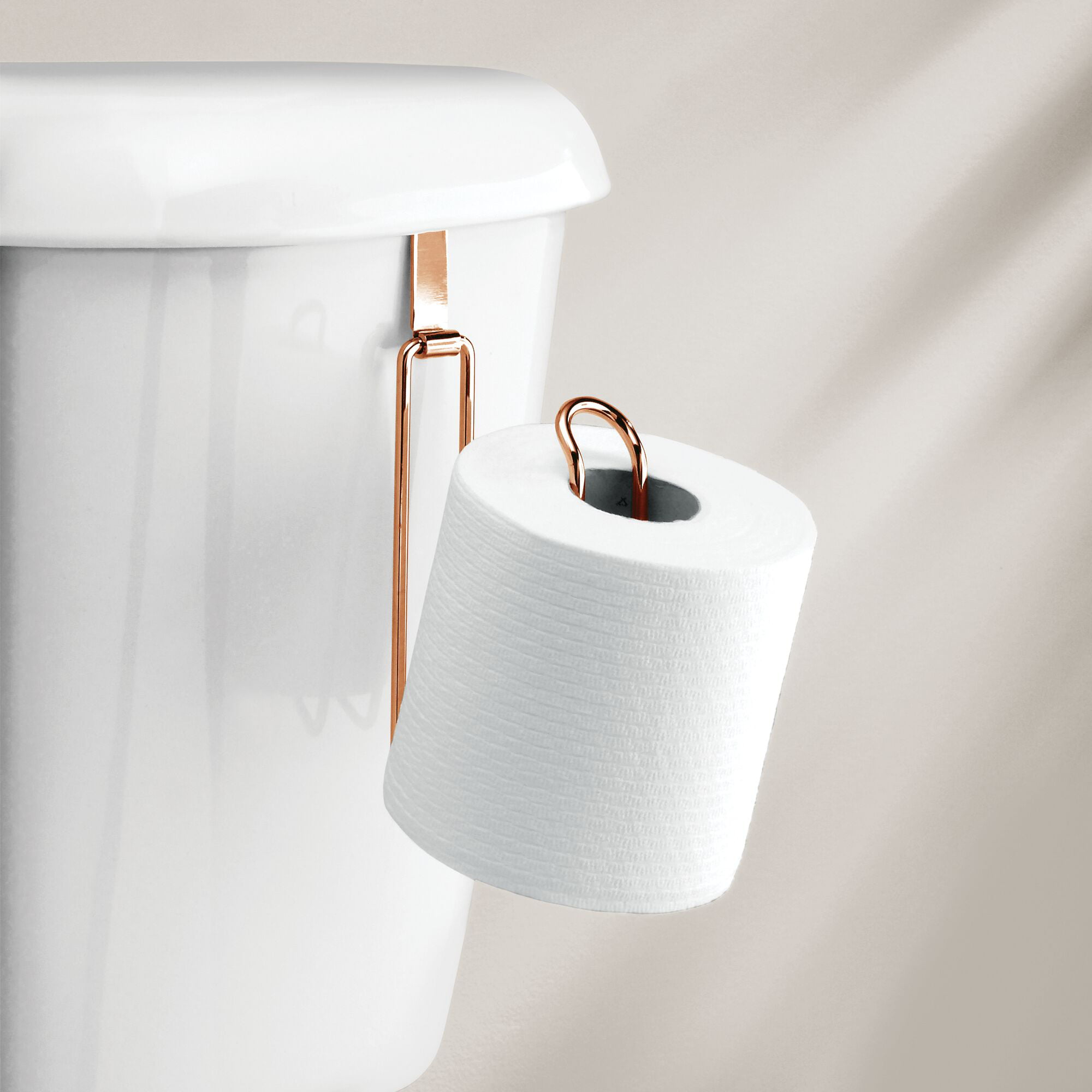 mDesign Modern Over The Tank Hanging Toilet Tissue Paper Roll Holder and Rese...