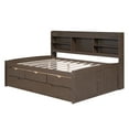 thumbnail image 6 of Euroco Wood Full Size Daybed with Shelf, Trundle, Wood Captain Bed with 3 Drawers and Trundle for Bedroom, Espresso, 6 of 14