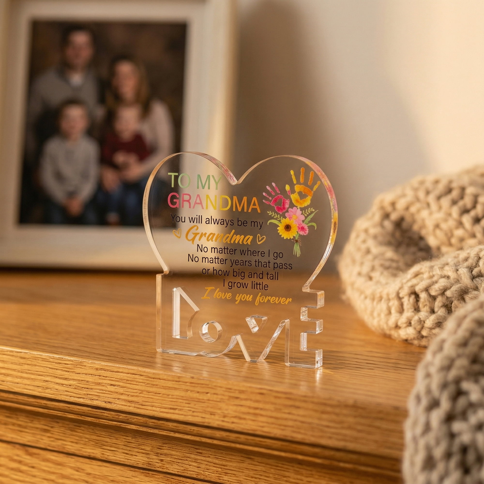Unique Bargains Extra Thick Acrylic Desk Sign Gift Square Keepsake Plaque Yellow Heart Shape 3.5"