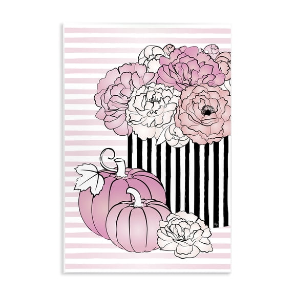Stupell Industries Shabby Chic Pink Florals & Pumpkins Wall Plaque Art, 13 x 19, by Martina Pavlova