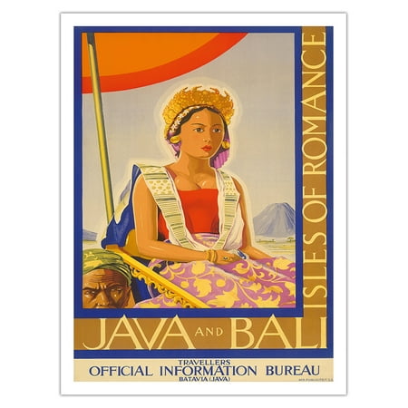 Java and Bali - Isles of Romance - Vintage Travel Poster c.1930s - Fine Art Matte Paper Print (Unframed) 24x32in