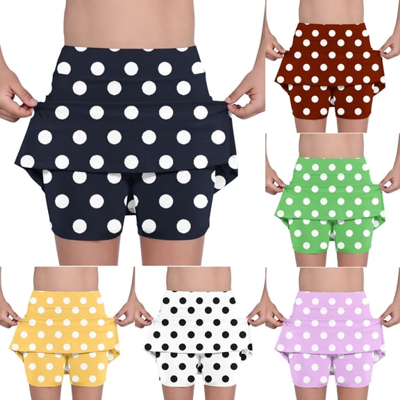 SROBPTY Boys and Girls 2-14 Years Print Casual Shorts Lined Skort Style Red, 11-12 Years