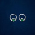 thumbnail image 2 of Boru Green Stone Claddagh Stud Earrings, 925 Sterling Silver Jewelry, 2 of 3
