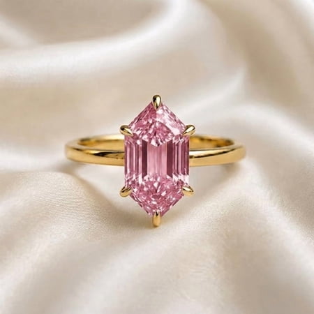 3CT Dutch Marquise Pink Sapphire Ring, 925 Sterling Silver Yellow Gold Plated Ring, September Birthstone Promise Ring, Handmade Jewelry, Gift for Her
