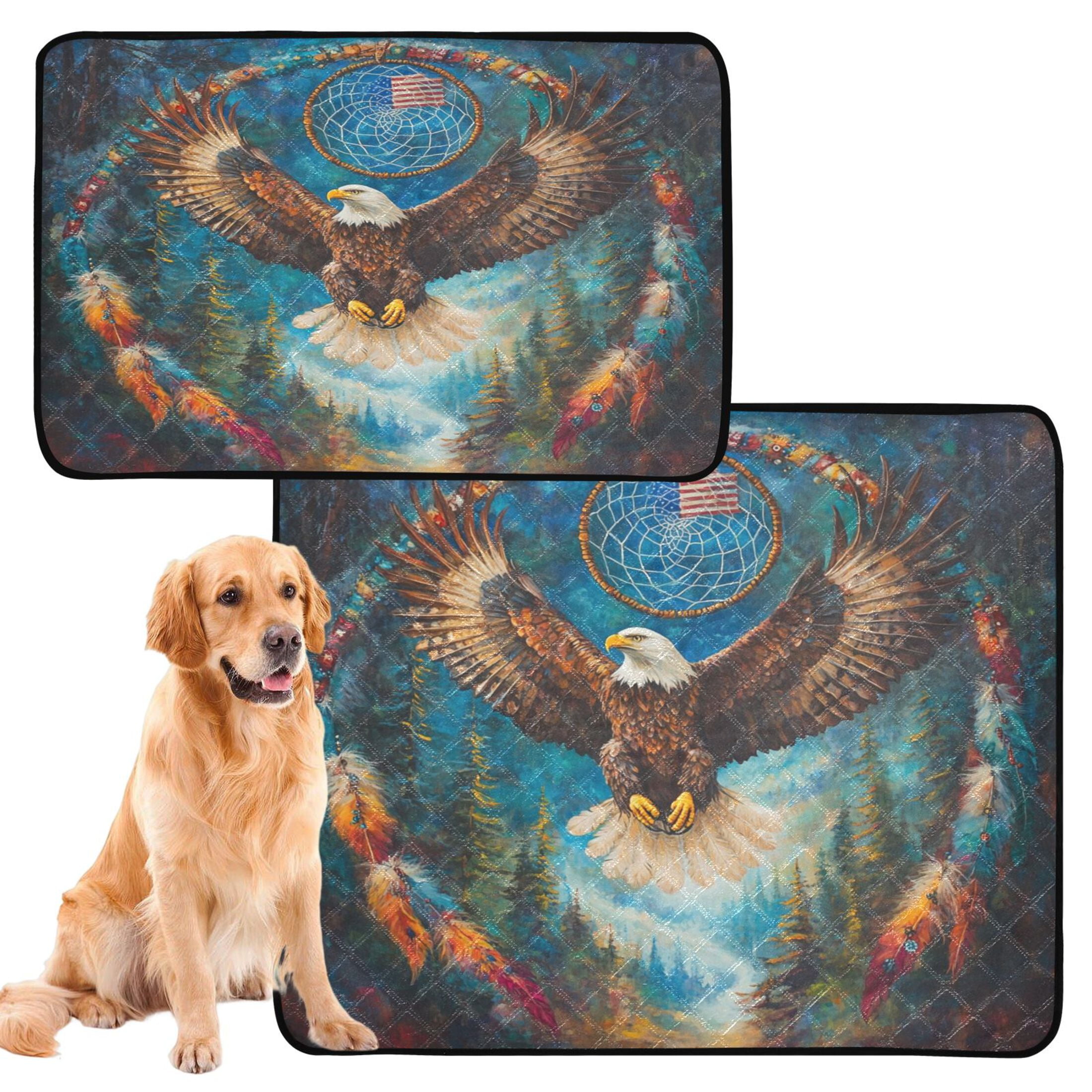 Qxltty White Headed Sea Eagle Cat litter Pads Pet Set of 3 Diaper Mats Center Anti-leakage Layer Absorbent Soft and Comfortable