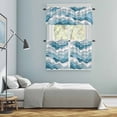 thumbnail image 6 of Gradient Ocean Kitchen Curtains Valances and Tiers Set of 3 Waves Blue Gradient Waves Tier Curtains and Valance with Rod Pocket for Small Windows, 27.5"x36", 6 of 9