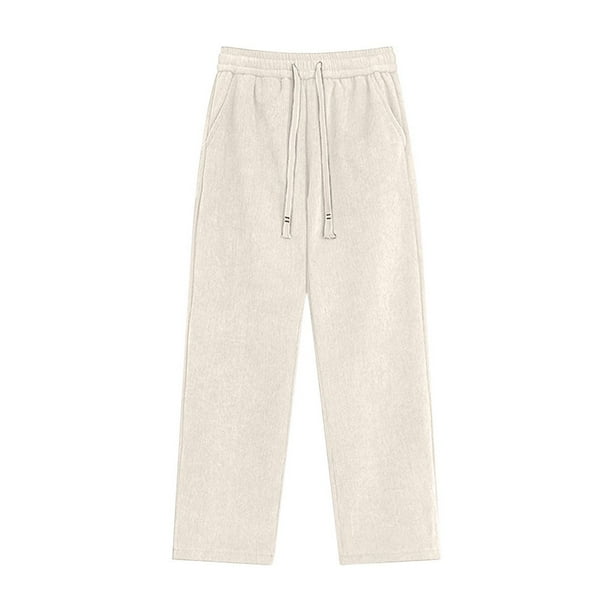 Pantalones de hombre de pana de longitud completa, color liso, cintura elástica, rectos, finos, de terciopelo