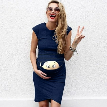 

Giligiliso Clearance Maternity Dress Women Print Pregnant Props Casual Mini Dresses