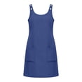thumbnail image 7 of Shift Dresses for Women Square Neck Sleeveless Button Detail Midi Dress with Pockets Casual Summer Vacation Sundress Blue S, 7 of 7