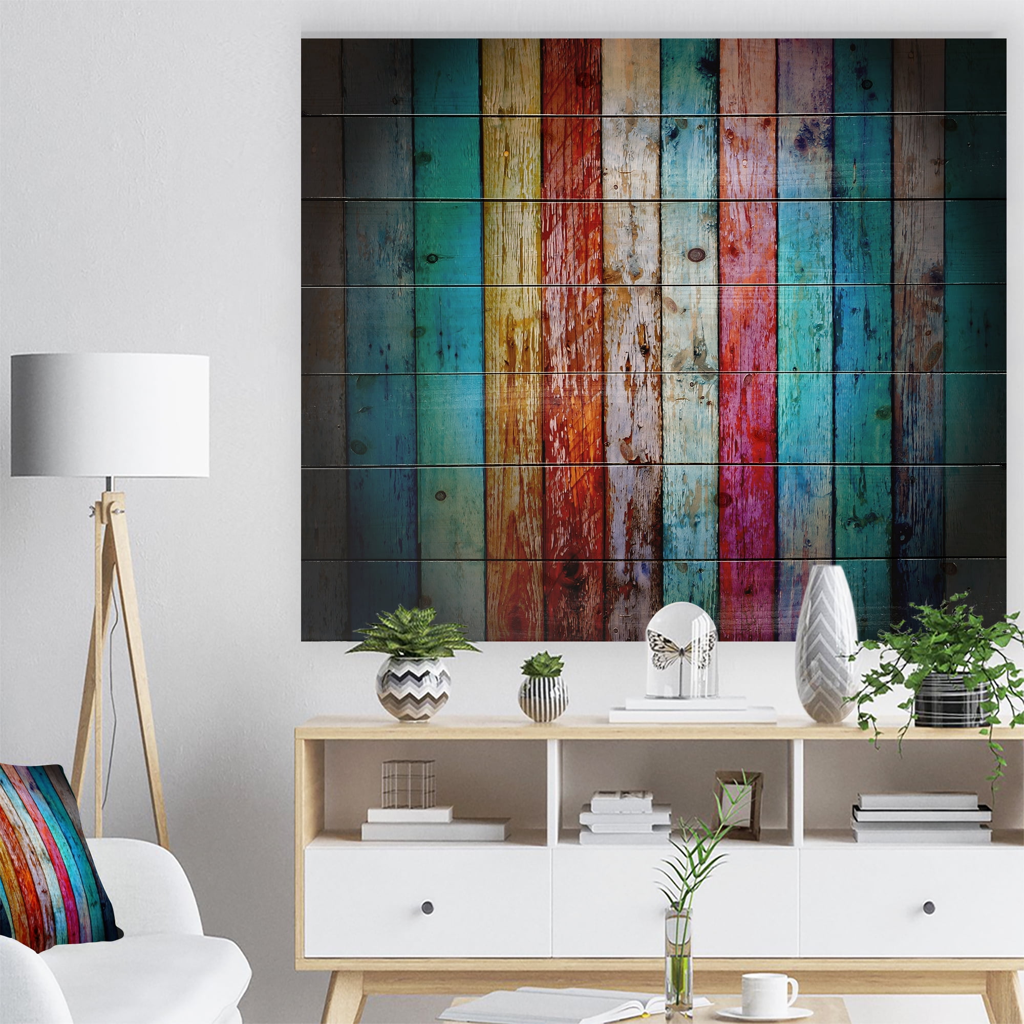 Designart 'Traditional Wooden Pattern ' Contemporary Print on Natural Pine Wood