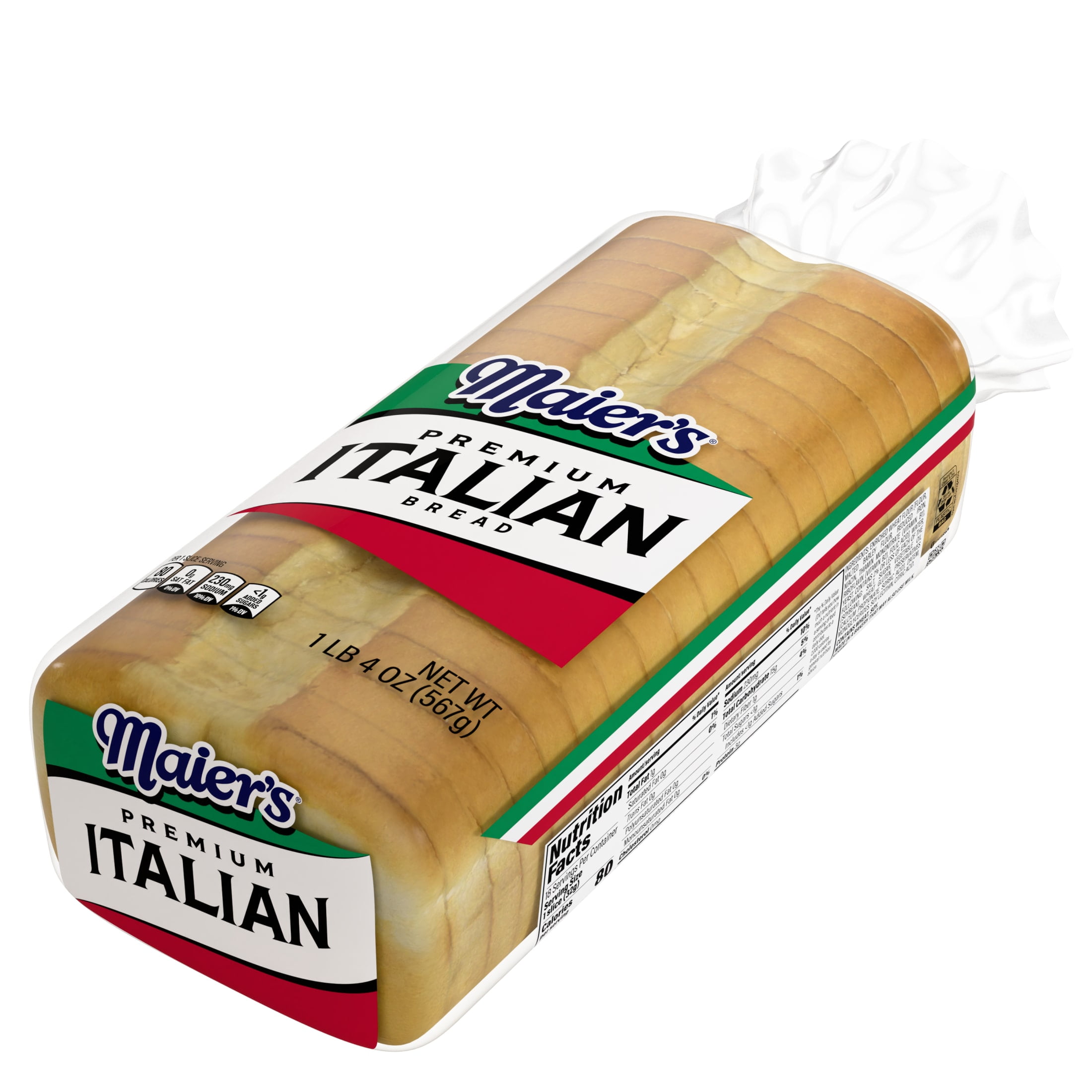 Maier's Premium Italian Bread, 20 oz, White Italian Bread, Bag