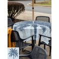 thumbnail image 5 of Outdoor Tablecloth with Umbrella Hole for Patio/Picnic/Party/Camping, Navy Blue Palm Tree Waterproof Table Cloth Square Cover Washable, Tropical Summer Coastal Vintage Blue (60"x 60"), 5 of 9