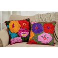 thumbnail image 4 of Fennco Styles Bold Floral Embroidery Pom Pom Trim 100% Cotton Decorative Throw Pillow, Multi Floral, 4 of 4