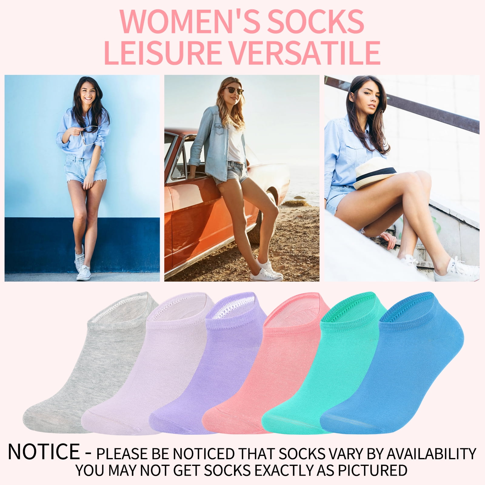 Usavemo 100 Pairs Womens Various Low Cut Ankle Socks Sample Socks Bulk Pack Value Socks for Women Size 6-11
